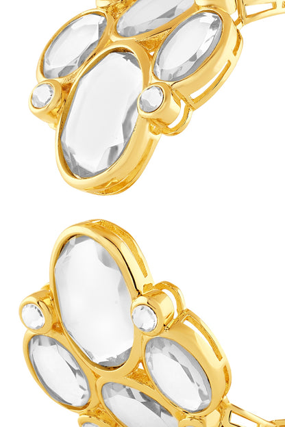 Gold Plated Synthetic Stone Open Hinged Bangle