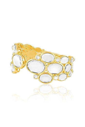 Gold Plated Synthetic Stone Open Hinged Bangle