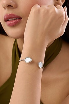 Silver Finish Mirror Drop Cuff
