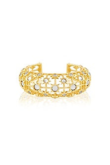 Gold Plated Mirror & Synthetic Stone Cuff