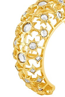 Gold Plated Mirror & Synthetic Stone Cuff