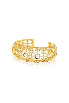 Gold Plated Mirror & Synthetic Stone Cuff