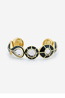 Gold Plated Mirror & Black Enameled Cuff
