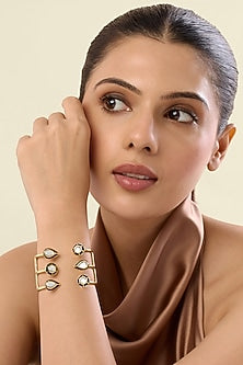 Gold Plated Mirror Enameled Cuff