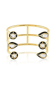 Gold Plated Mirror Enameled Cuff