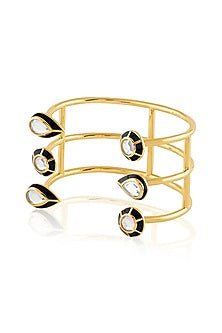 Gold Plated Mirror Enameled Cuff