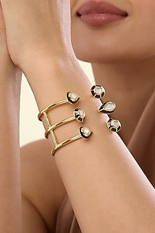 Gold Plated Mirror Enameled Cuff