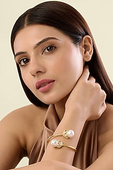 Gold Plated Pearl Cuff