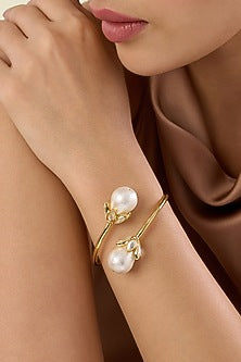 Gold Plated Pearl Cuff