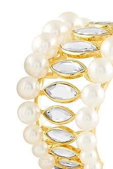 Gold Plated Pearl & Mirror Cuff