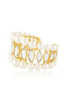 Gold Plated Pearl & Mirror Cuff