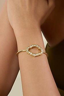 Gold Plated Synthetic Stone Cuff