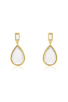Gold Plated Mirror Drop Stud Earrings