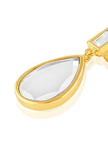 Gold Plated Mirror Drop Stud Earrings