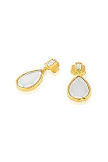 Gold Plated Mirror Drop Stud Earrings