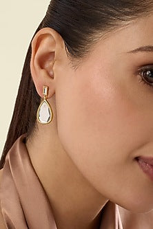 Gold Plated Mirror Drop Stud Earrings