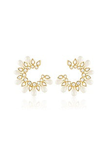 Gold Plated Pearl Hoop Earrings
