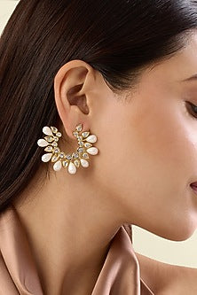 Gold Plated Pearl Hoop Earrings