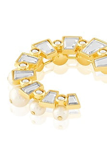 Gold Plated Mirror & Pearl Hoop Earrings