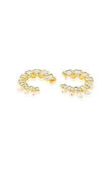 Gold Plated Mirror & Pearl Hoop Earrings