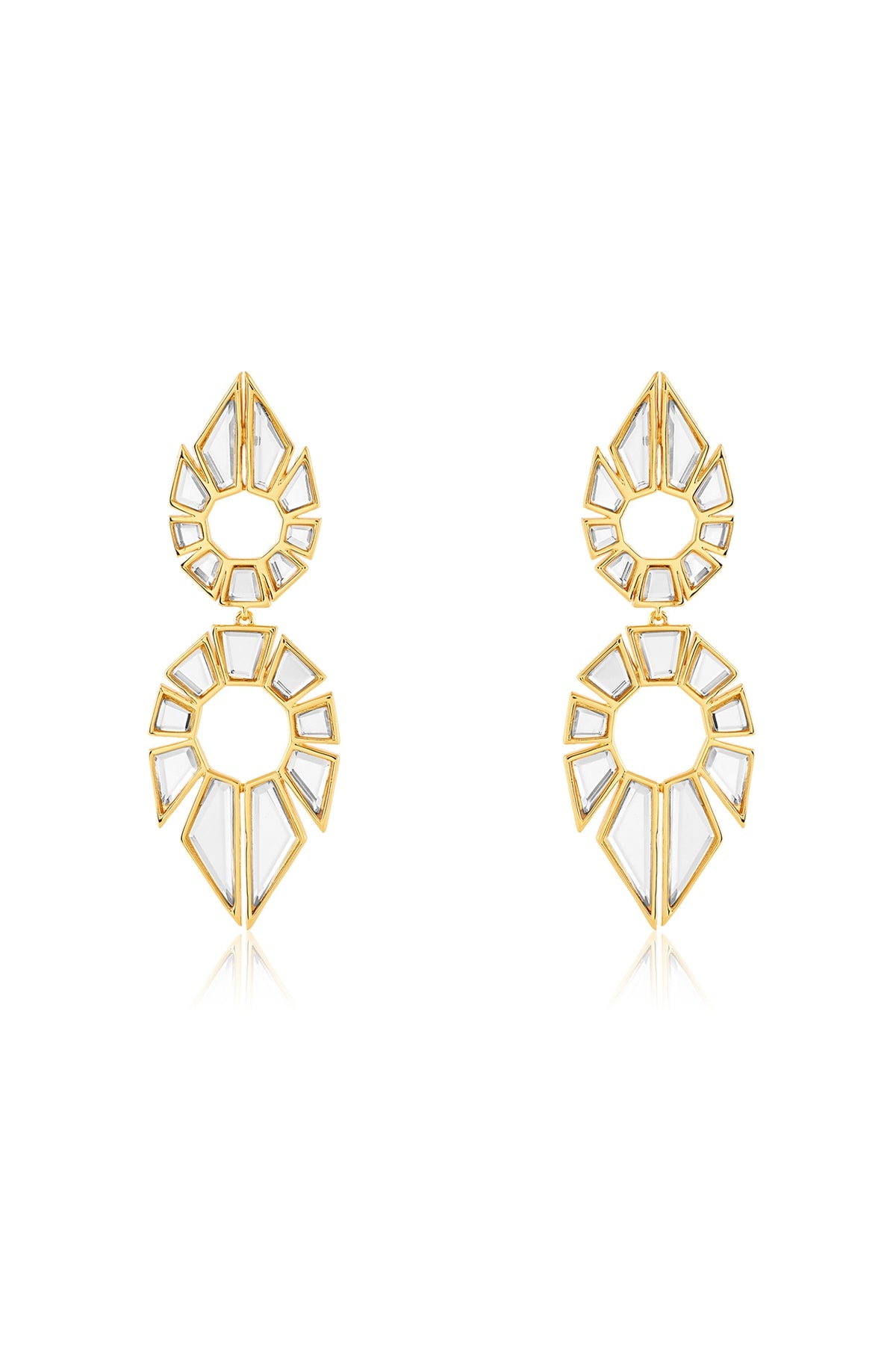 Gold Plated Mirror Dangler Earrings