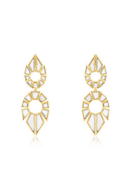 Gold Plated Mirror Dangler Earrings