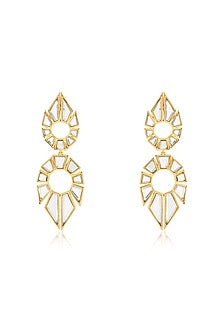 Gold Plated Mirror Dangler Earrings