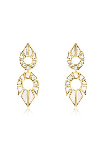 Gold Plated Mirror Dangler Earrings