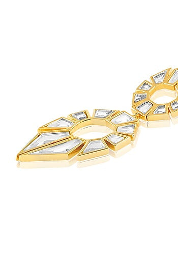 Gold Plated Mirror Dangler Earrings