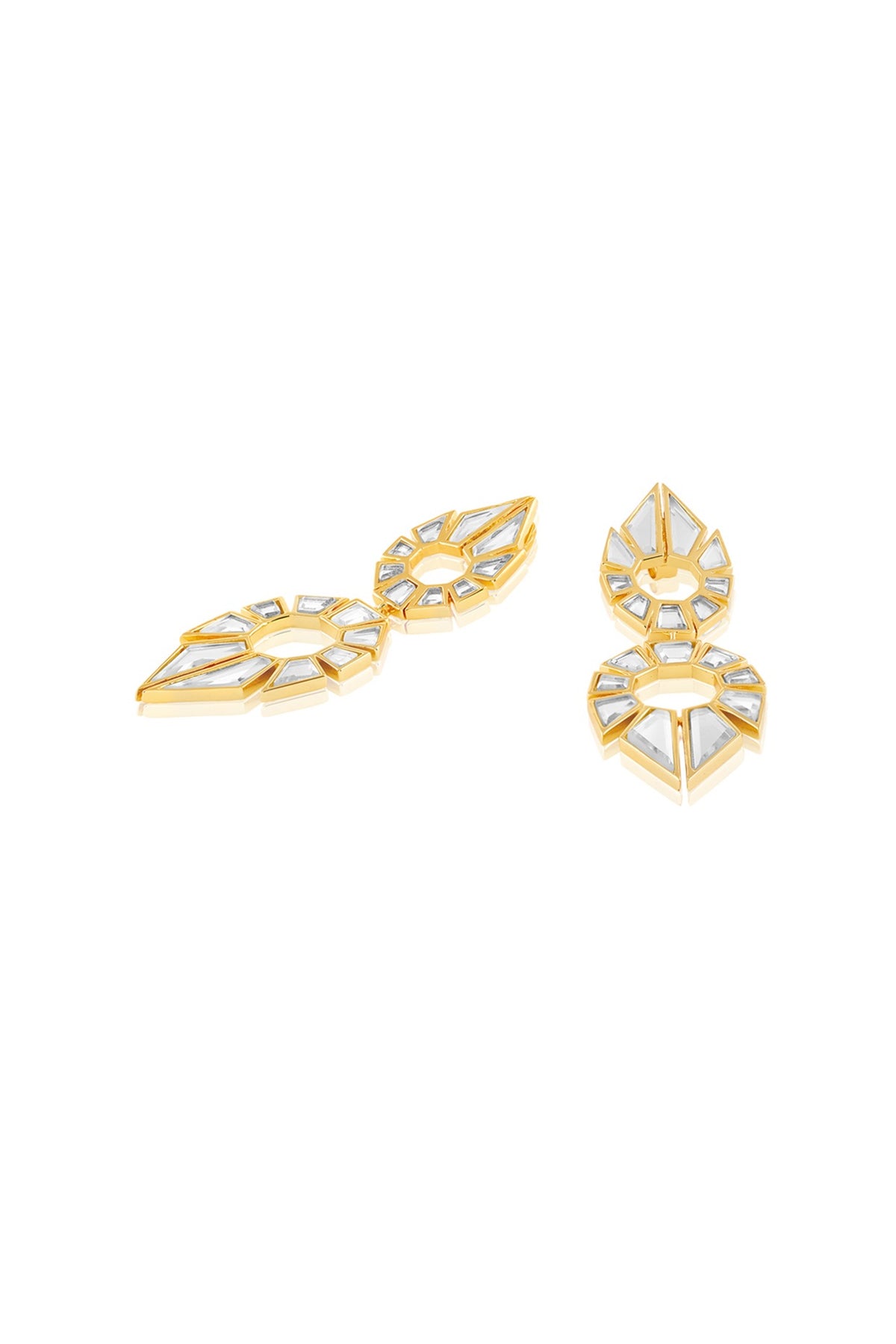 Gold Plated Mirror Dangler Earrings