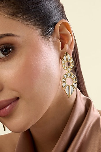 Gold Plated Mirror Dangler Earrings