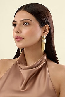 Gold Plated Mirror Tassel Earrings