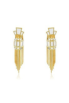 Gold Plated Mirror Tassel Earrings