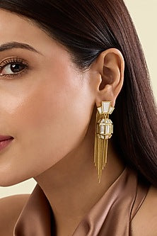 Gold Plated Mirror Tassel Earrings