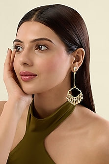 Gold Plated Mirror Chandelier Earrings