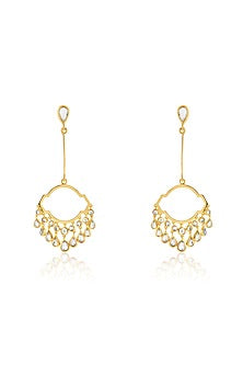 Gold Plated Mirror Chandelier Earrings