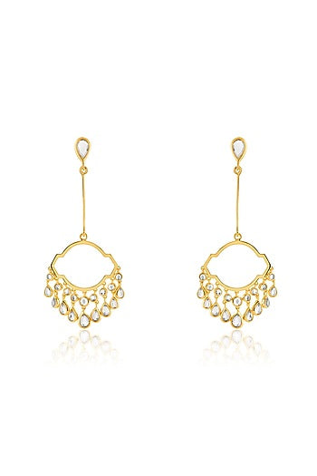 Gold Plated Mirror Chandelier Earrings