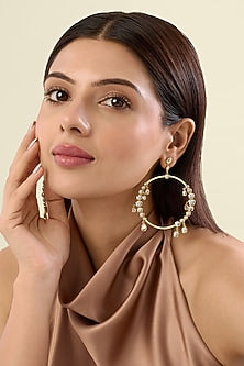 Gold Plated Mirror Front Hoop Earrings