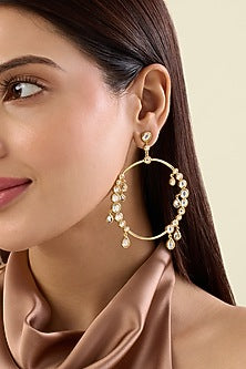 Gold Plated Mirror Front Hoop Earrings