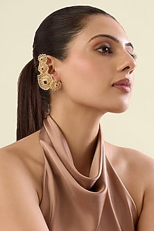 Gold Plated Statement Leaf Earrings