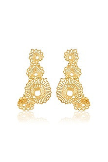 Gold Plated Statement Leaf Earrings