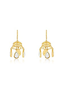 Gold Plated Mirror Dangler Earrings