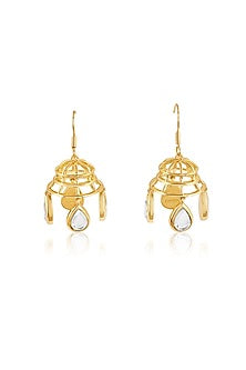 Gold Plated Mirror Dangler Earrings