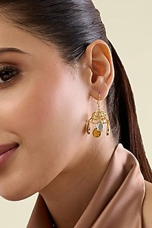 Gold Plated Mirror Dangler Earrings