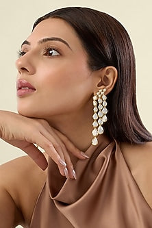 Gold Plated Mirror Drop Dangler Earrings