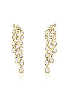 Gold Plated Mirror Drop Dangler Earrings