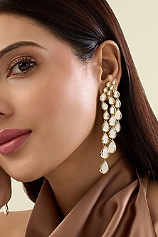Gold Plated Mirror Drop Dangler Earrings