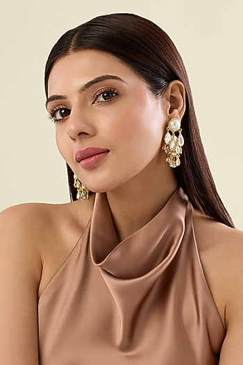 Gold Plated Mirror Drop Layered Earrings