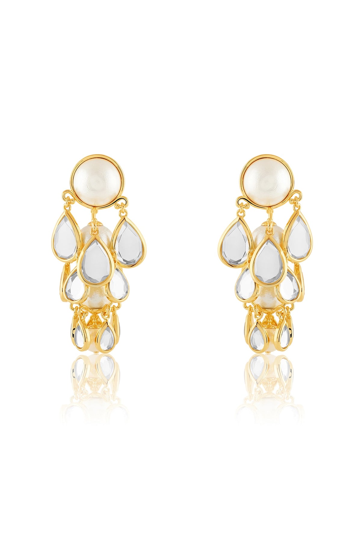 Gold Plated Mirror Drop Layered Earrings