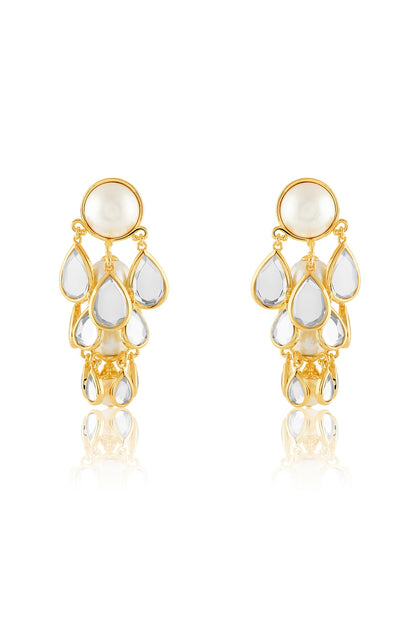 Gold Plated Mirror Drop Layered Earrings